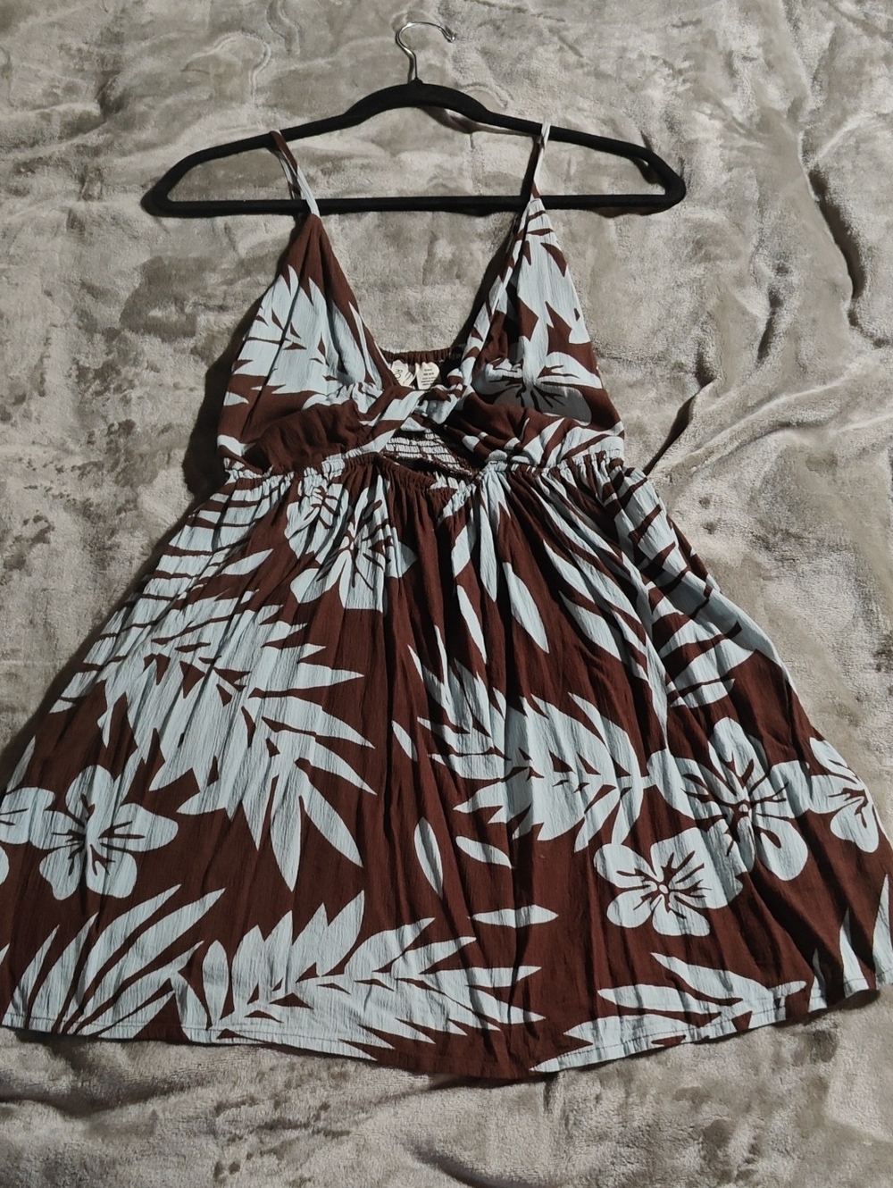 Roxy Brown and Light Blue Tropical Print Sundress